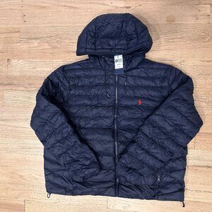 NEW Polo Ralph Lauren Packable Hooded Jacket Coat Puffer Big Tall $228 Navy Blue
